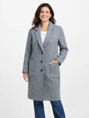 J.Crew Italian Boiled Wool Coat Gray Size 12 Quiet Luxury Minimalist Timeless